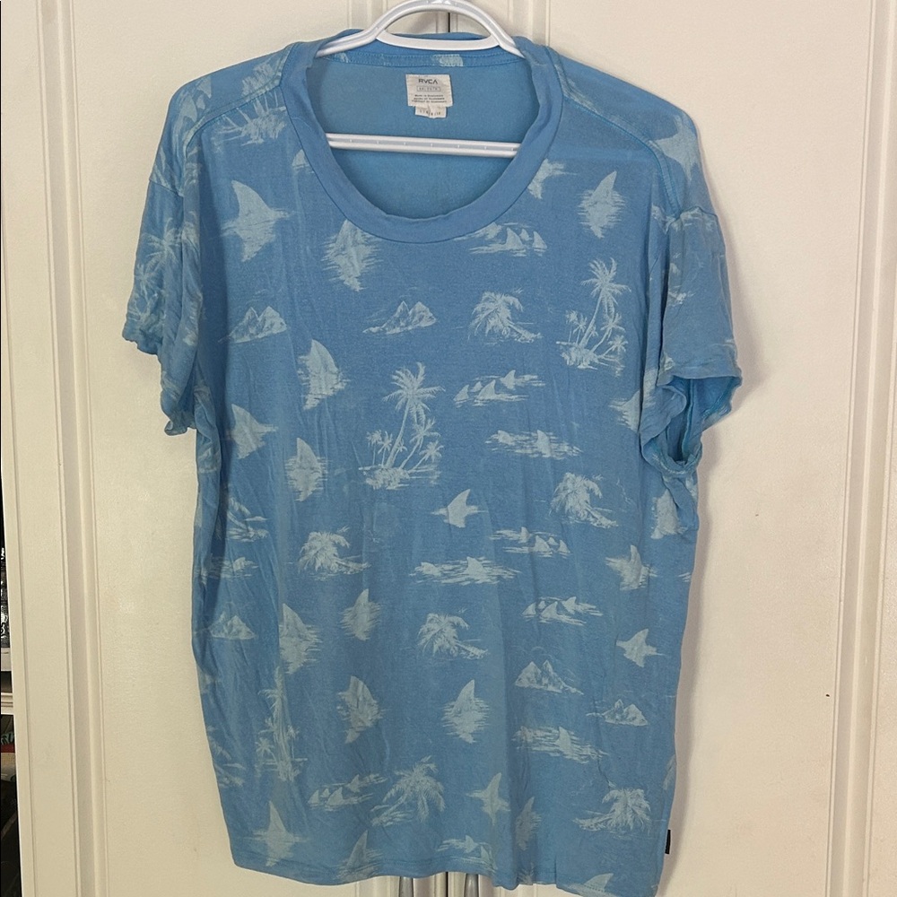 RVCA Light Blue Tropical Print woman’s Tee modal